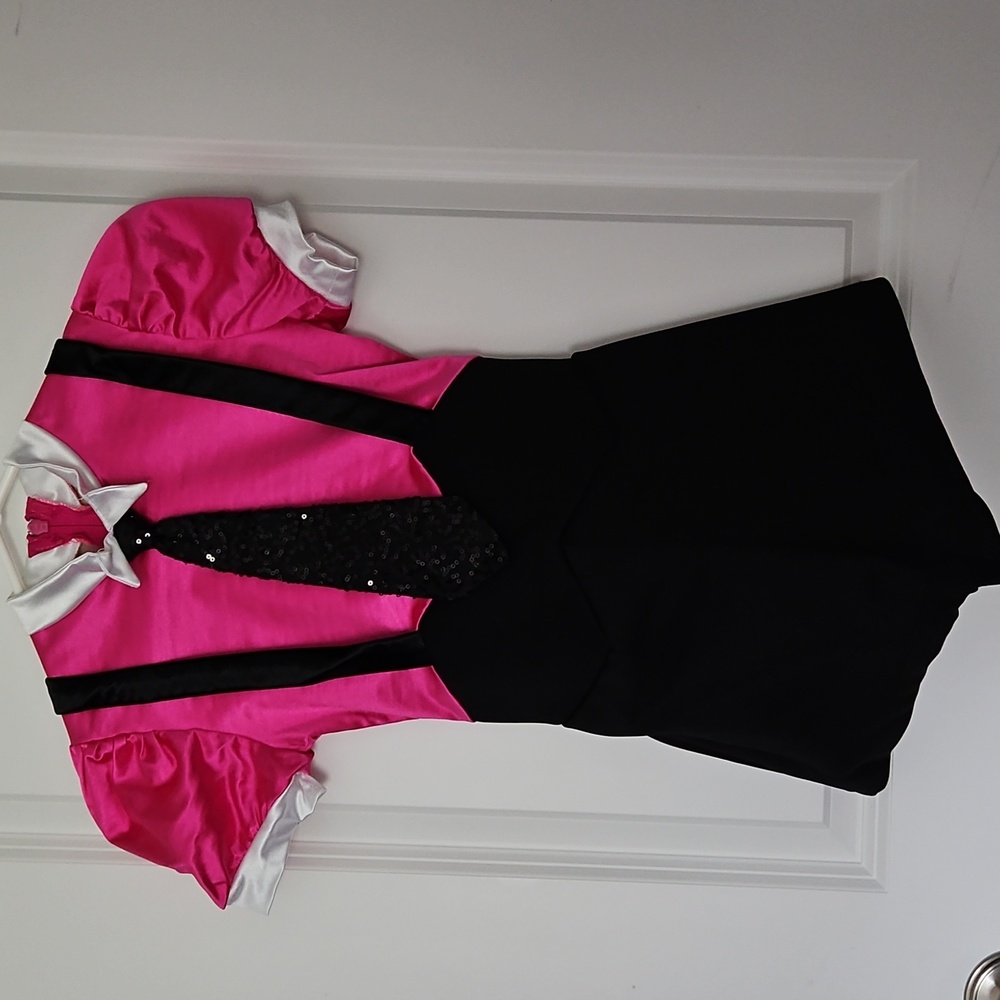 Weissman Fuchsia and Black Dance Costume with Sequin Tie Medium CHILD